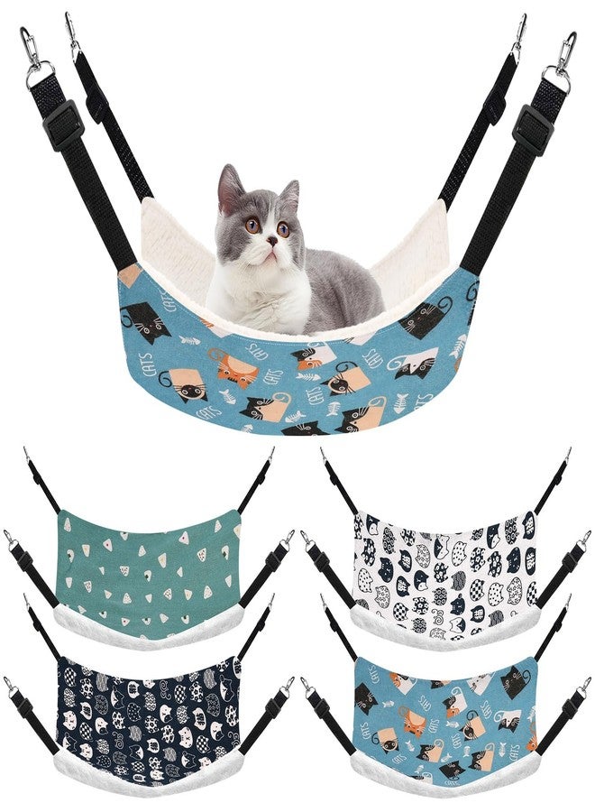 Ribbonlic 4 Pack Cat Hammock for Cage, Reversible Cat Hanging Hammock Soft Large Double Sided Pet Bed with Adjustable Straps & Metal Hooks for Cats Ferret Kitten Puppy Rabbits Small Animals - Image 1